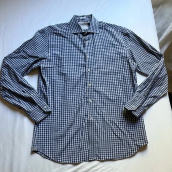 TODD SNYDER blue white gingham plaid long sleeve button up shirt - Picture 1 of 6